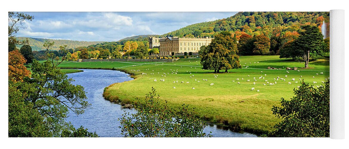 Chatsworth House Yoga Mat featuring the photograph Chatsworth House View by David Birchall