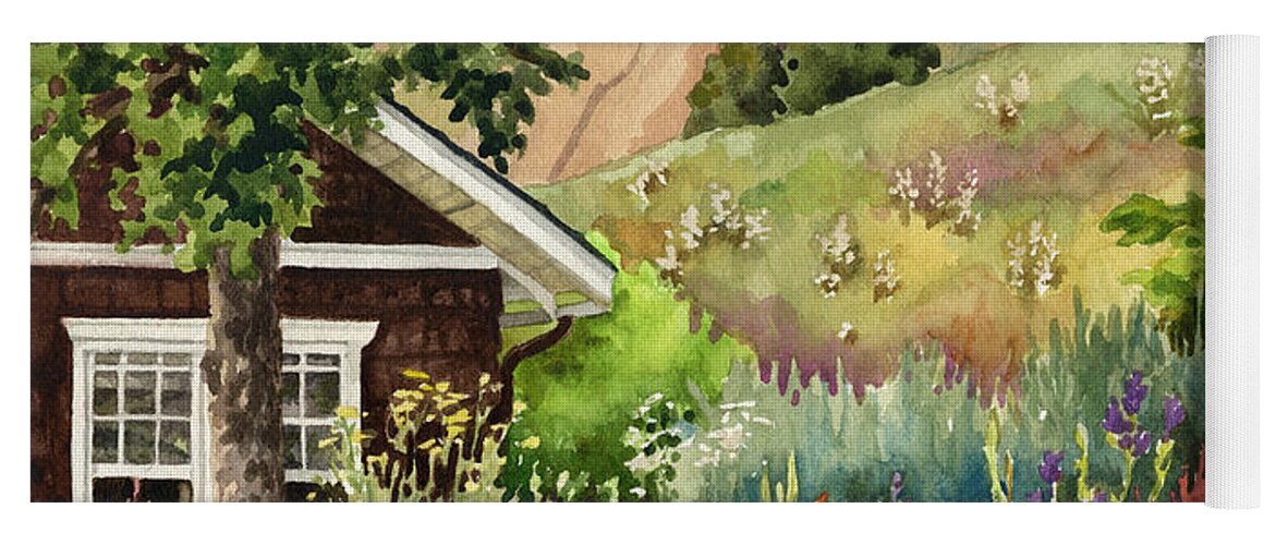 Cottage Painting Yoga Mat featuring the painting Chautauqua Cottage by Anne Gifford