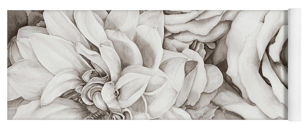Roses Yoga Mat featuring the digital art Chelsea's Bouquet - Neutral by Lori Taylor