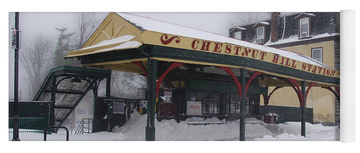 Chestnut Yoga Mat featuring the photograph Chestnut Hill Station in Winter by Bill Cannon
