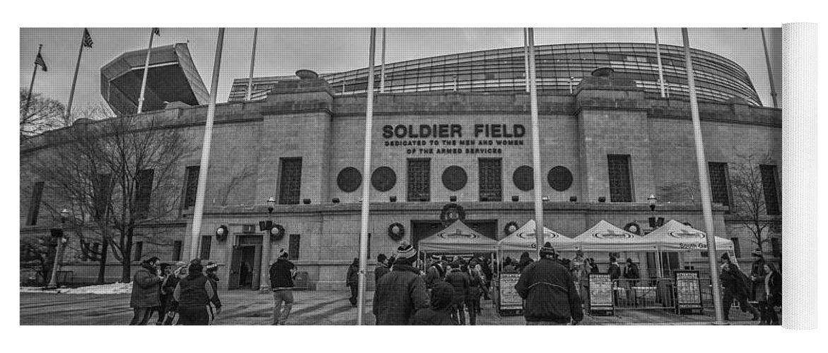 Chicago Bears Yoga Mat featuring the photograph Chicago Bears Soldier Field Black White 7861 by David Haskett II