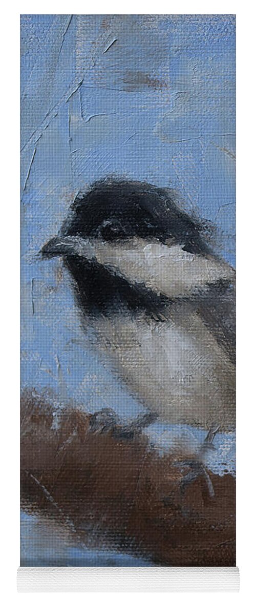 Wildlife Art Yoga Mat featuring the painting Chickadee #1 by Monica Burnette