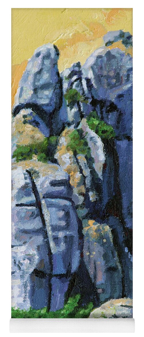 Mountains Yoga Mat featuring the painting China's Mountains #16 by John Lautermilch