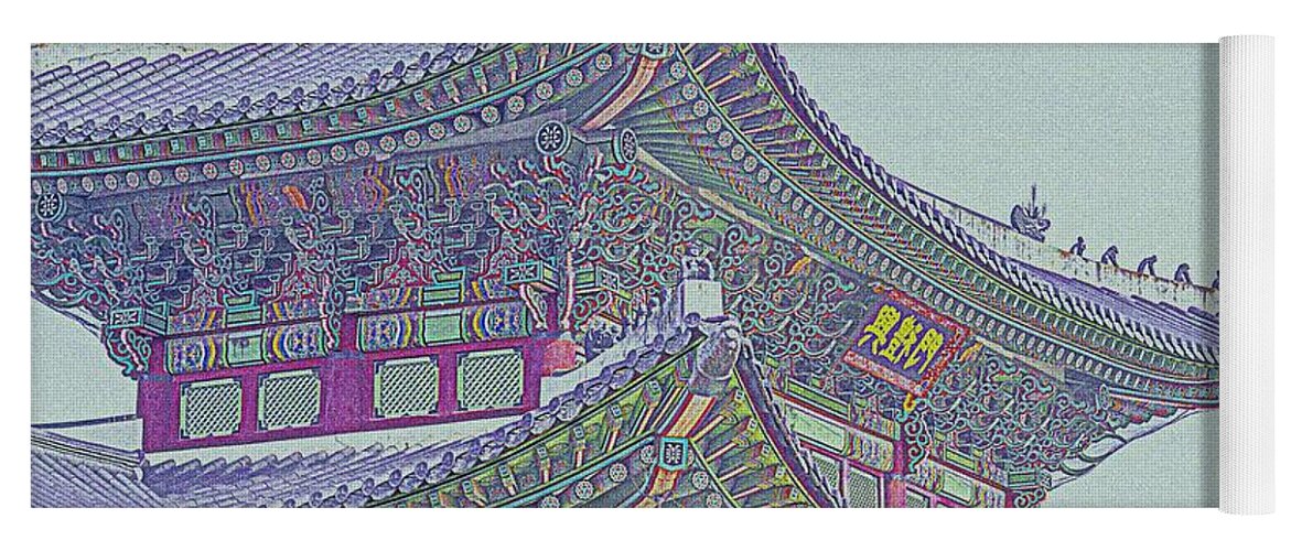 Building Yoga Mat featuring the painting Chinese Building by Celestial Images