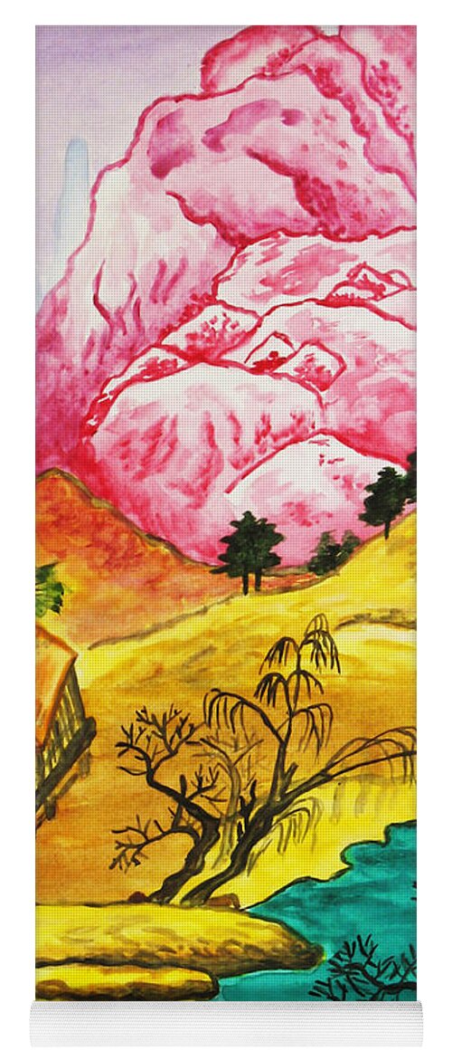 Hand Drawn Yoga Mat featuring the painting Chinese landscape by Irina Afonskaya