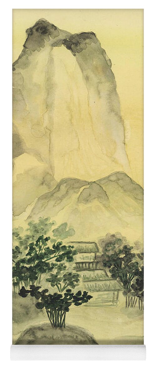 Art Yoga Mat featuring the painting Chinese painting hills by Irina Afonskaya