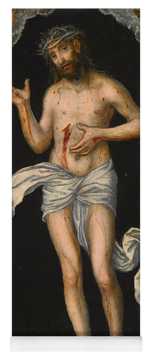Lucas Cranach The Elder Yoga Mat featuring the painting Christ as Man of Sorrows by Lucas Cranach the Elder