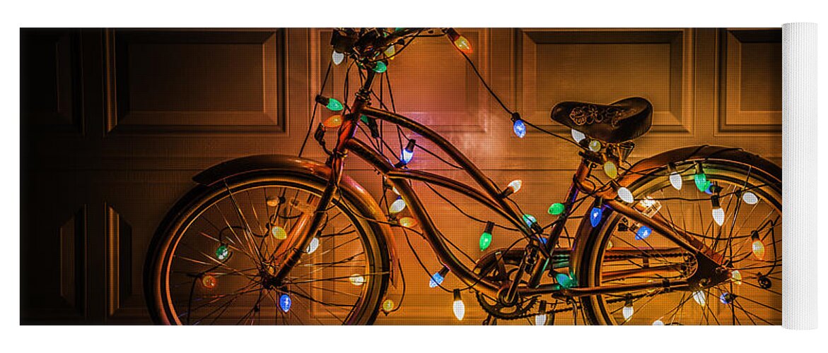 Christmas Yoga Mat featuring the photograph Christmas Bike by Garry Gay