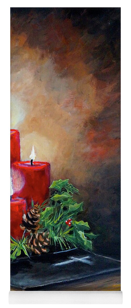 Christmas Yoga Mat featuring the painting Christmas Candles by Alan Lakin