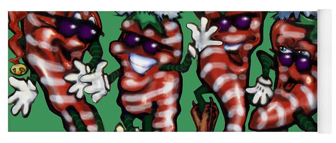 Christmas Yoga Mat featuring the digital art Christmas Candy Peppers Gang by Kevin Middleton