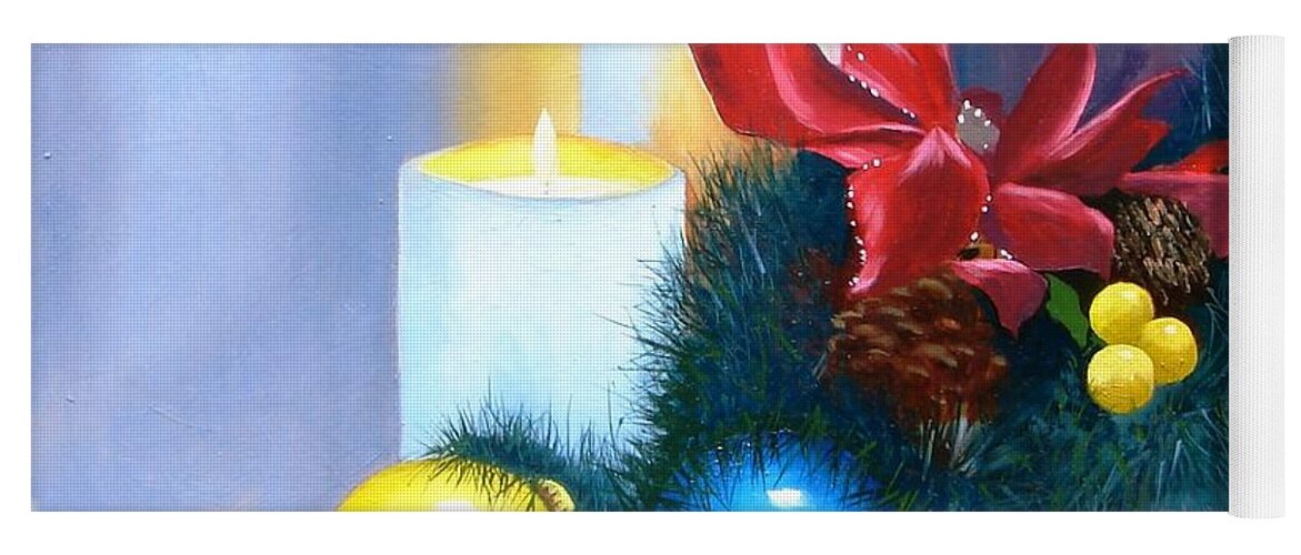 Still Life Yoga Mat featuring the painting Christmas Card by Jerry Walker