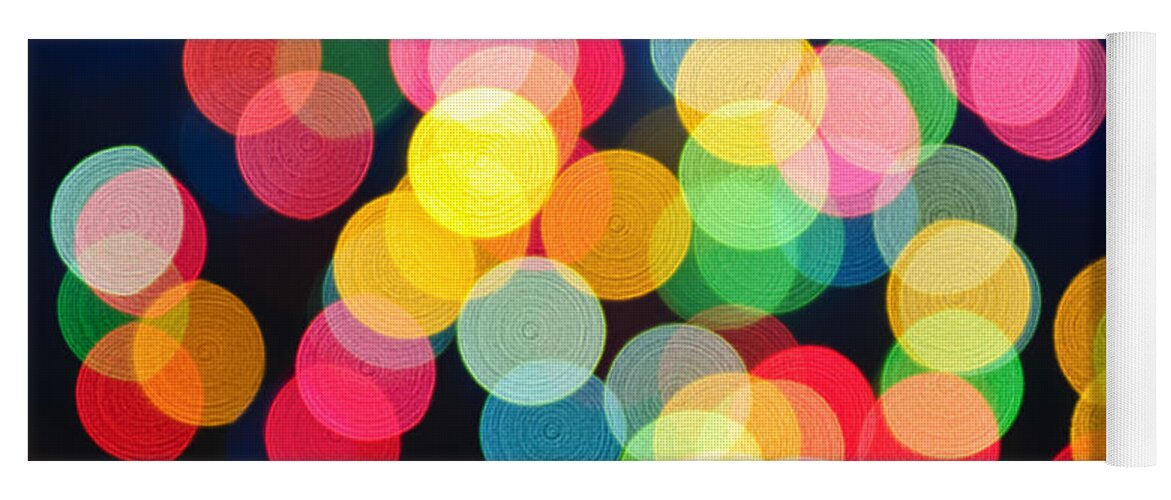 Blurred Yoga Mat featuring the photograph Christmas lights abstract by Elena Elisseeva