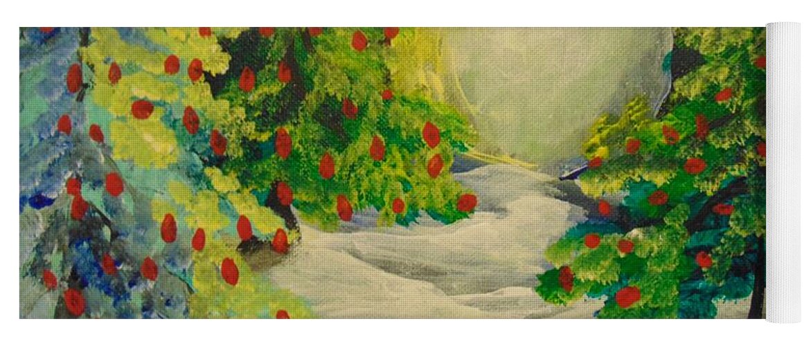 Evergreen Yoga Mat featuring the painting Christmas Night by Saundra Johnson