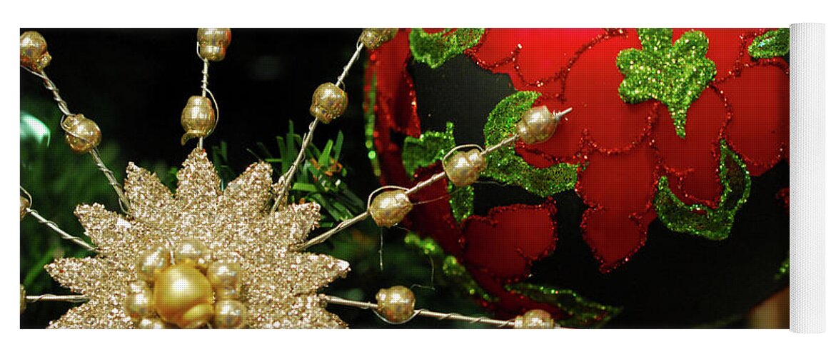 Christmas Yoga Mat featuring the photograph Christmas Ornaments 2 by Nancy Mueller