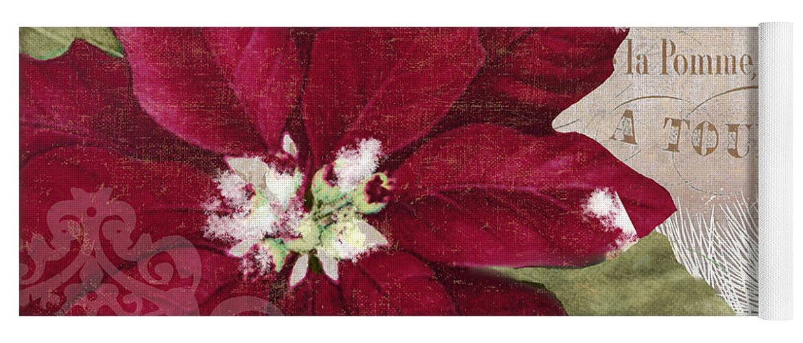 Poinsettia Yoga Mat featuring the painting Christmas Poinsettia by Mindy Sommers