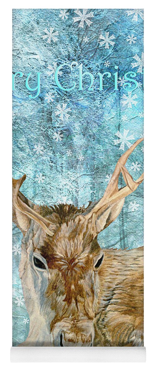 Christmas Reindeer Yoga Mat featuring the painting Christmas Reindeer by Angeles M Pomata