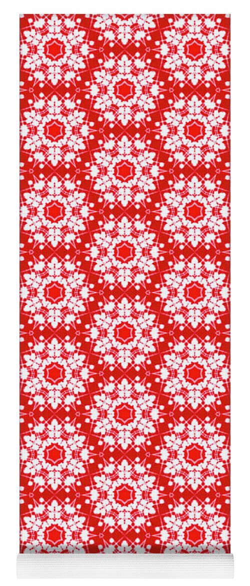 Christmas Yoga Mat featuring the digital art Christmas snow flakes pattern by Silvia Ganora