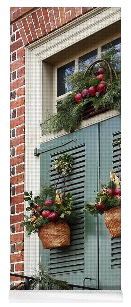 Double Green Doors Yoga Mat featuring the photograph Christmas Welcome by Sally Weigand