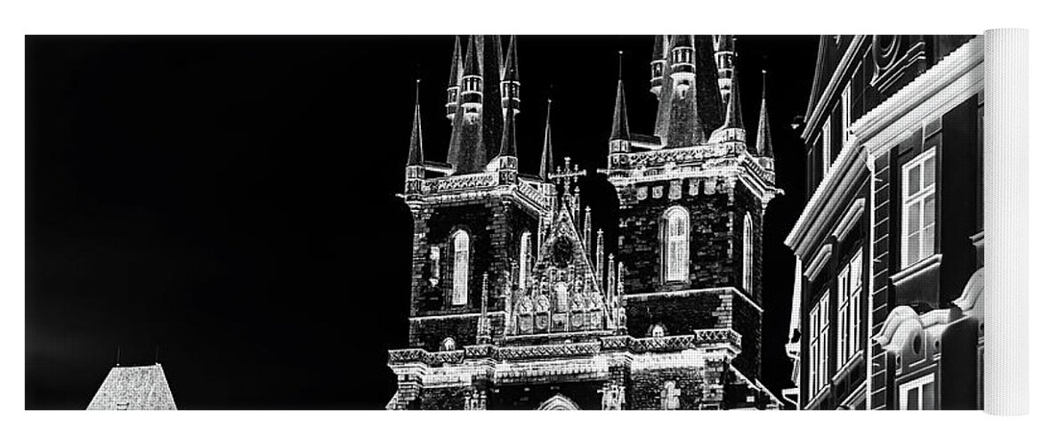 Jenny Rainbow Fine Art Photography Yoga Mat featuring the photograph Church of Our Lady before Tyn. Night Prague by Jenny Rainbow