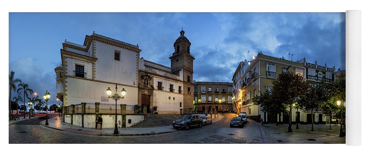 Andalucia Yoga Mat featuring the photograph Church of Santo Domingo Panorama Cadiz Spain by Pablo Avanzini