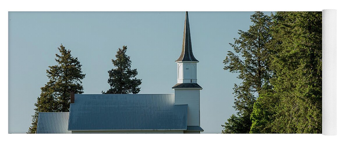 Palouse Yoga Mat featuring the photograph Church on the Hill by Bob Cournoyer