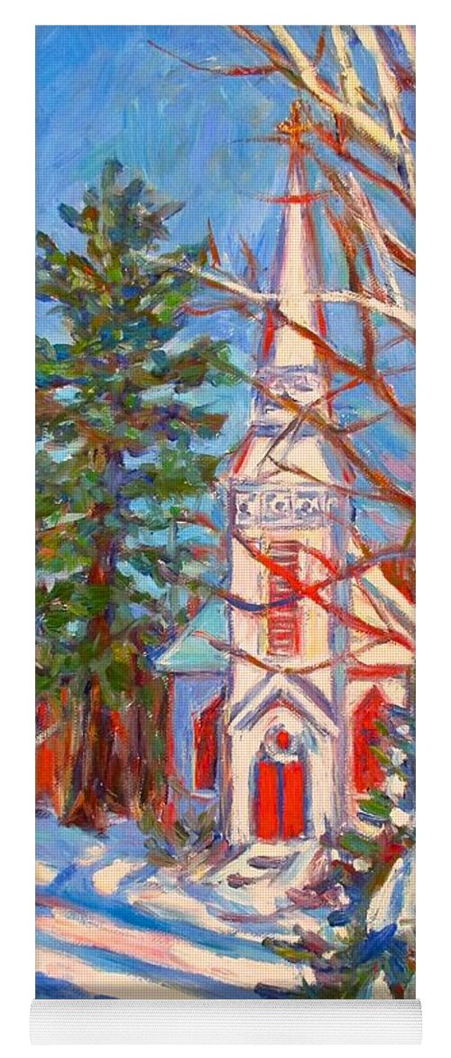 Church Yoga Mat featuring the painting Church Snow Scene by Kendall Kessler