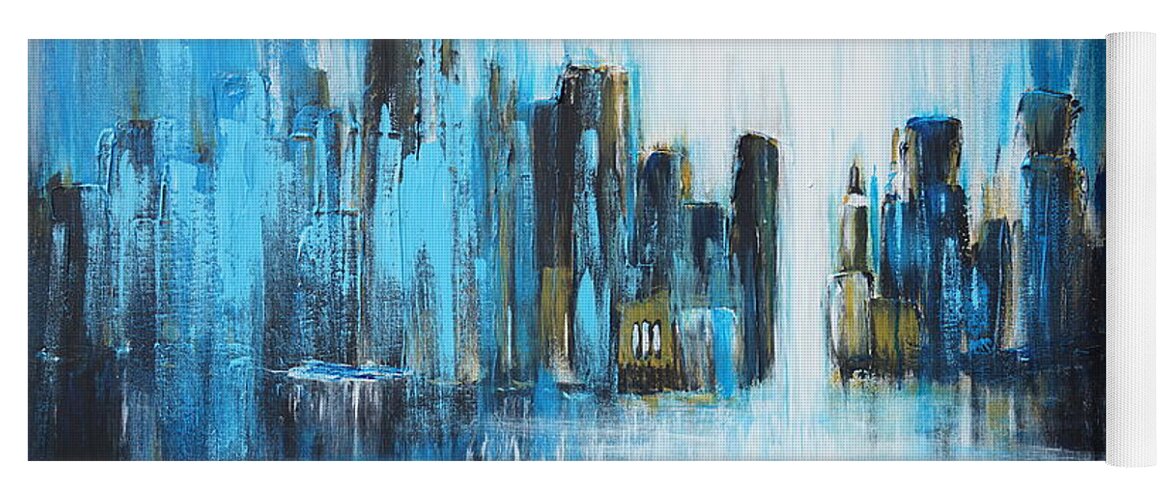 Acrylic Yoga Mat featuring the painting City Blues by Theresa Marie Johnson