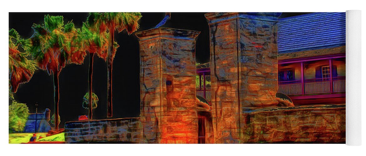 City Gates Yoga Mat featuring the photograph City Gates Historic Saint Augustine Florida by Gina O'Brien