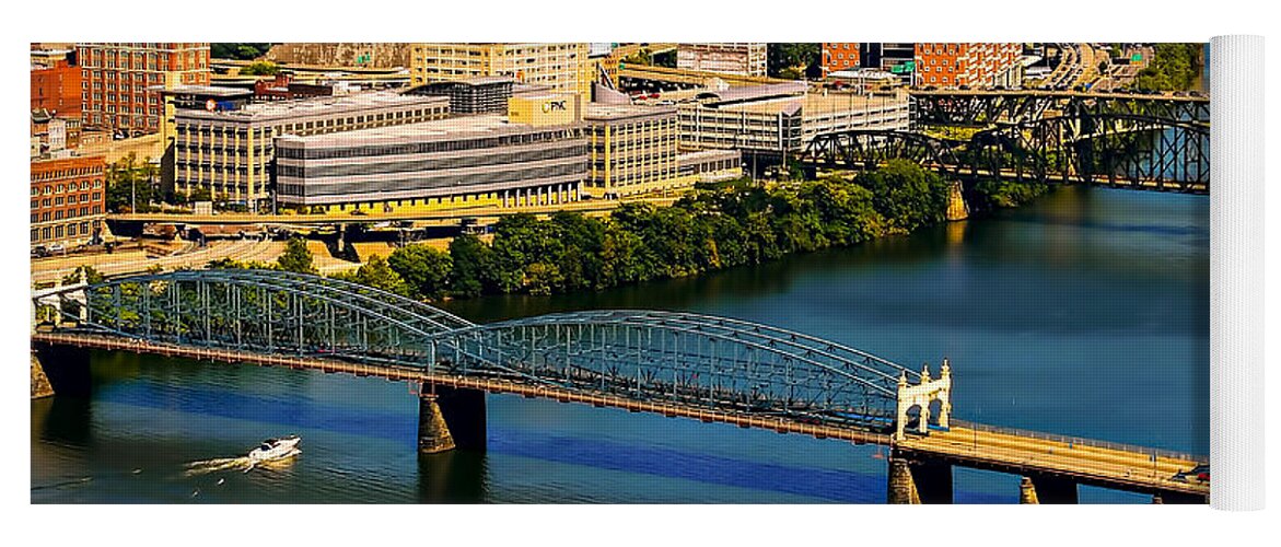 Allegheny Yoga Mat featuring the photograph City of Bridges by Maria Coulson