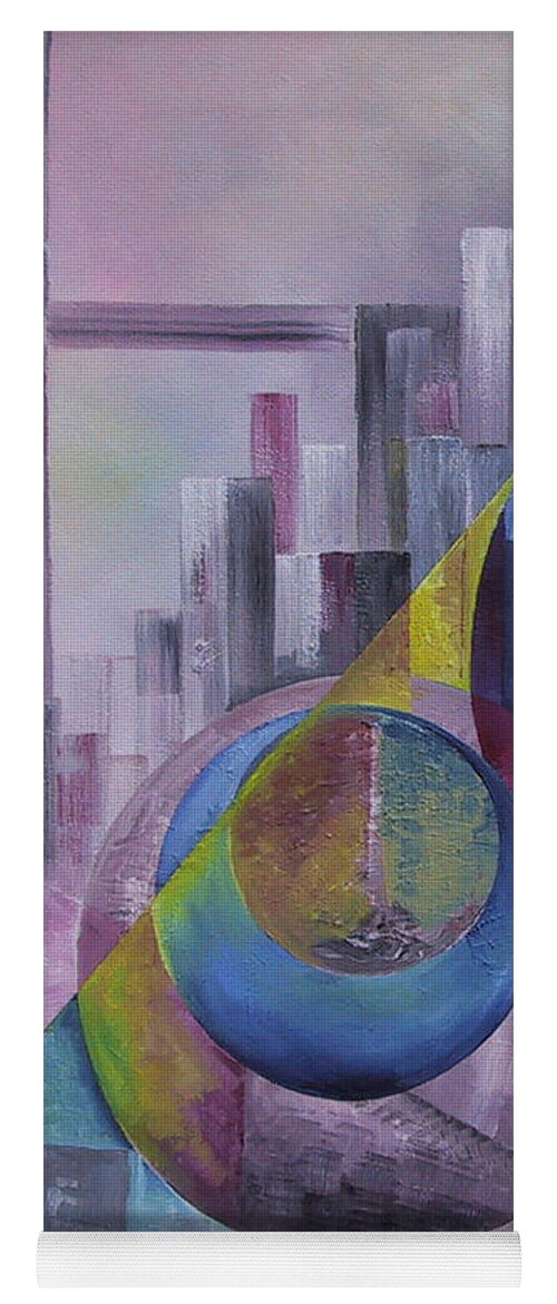 City View Yoga Mat featuring the painting City View 1 by Obi-Tabot Tabe