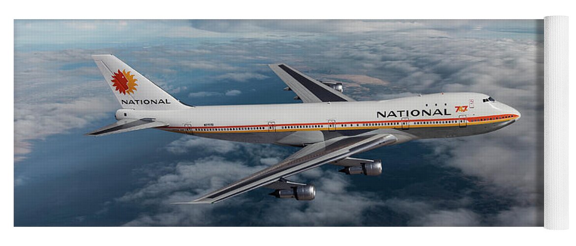 National Airlines Yoga Mat featuring the digital art Classic National Airlines Boeing 747-135 by Erik Simonsen