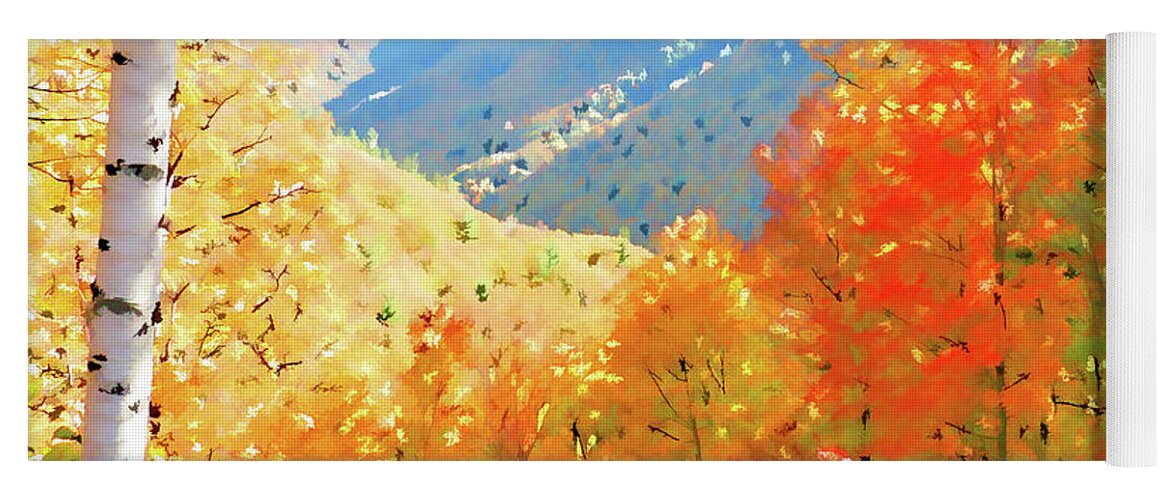 Clear And Cool Autumn Days Yoga Mat featuring the painting Clear and cool autumn days by Jeelan Clark