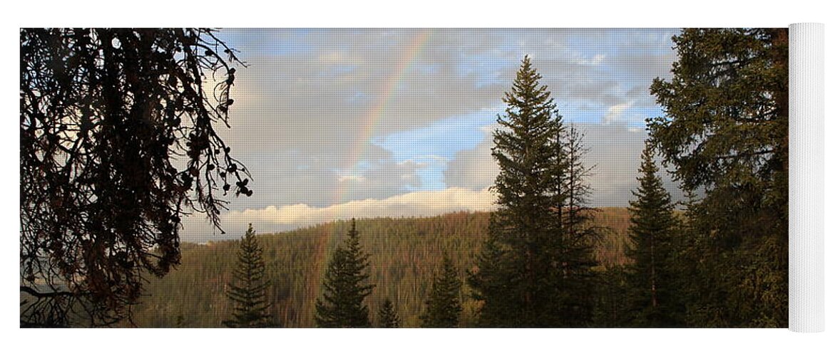 Tress Yoga Mat featuring the photograph Clearing Rain and Rainbow by Edward R Wisell
