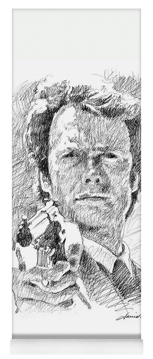 Clint Eastwood Yoga Mat featuring the drawing Clint Eastwood as Callahan by David Lloyd Glover