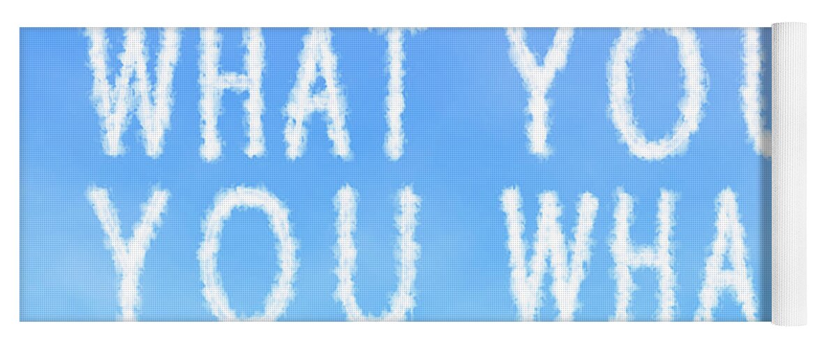 Skywriting Yoga Mat featuring the painting Cloud Skywriting Do What You Love Love what You Do by Georgeta Blanaru