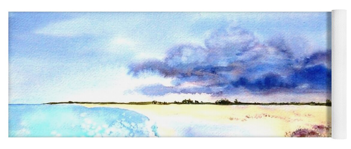 Beach Yoga Mat featuring the painting Clouds Gathering over Anegada by Diane Kirk