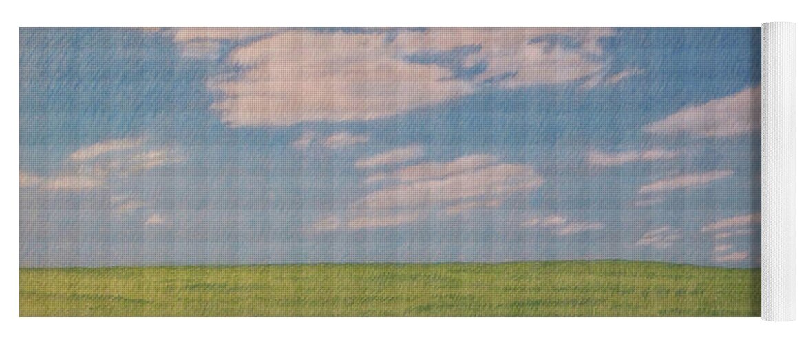 North Dakota Yoga Mat featuring the drawing Clouds over Green Field by Cris Fulton