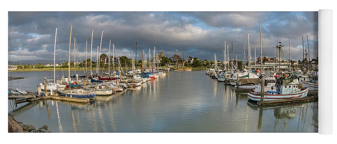 Woodley Island Marina Yoga Mat featuring the photograph Clouds over the Marina by Greg Nyquist