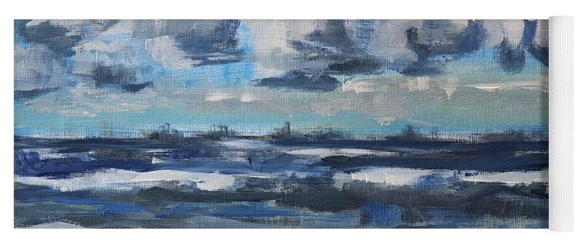 Sea Yoga Mat featuring the painting Clouds over The North Sea on a Spring Day by Christel Roelandt