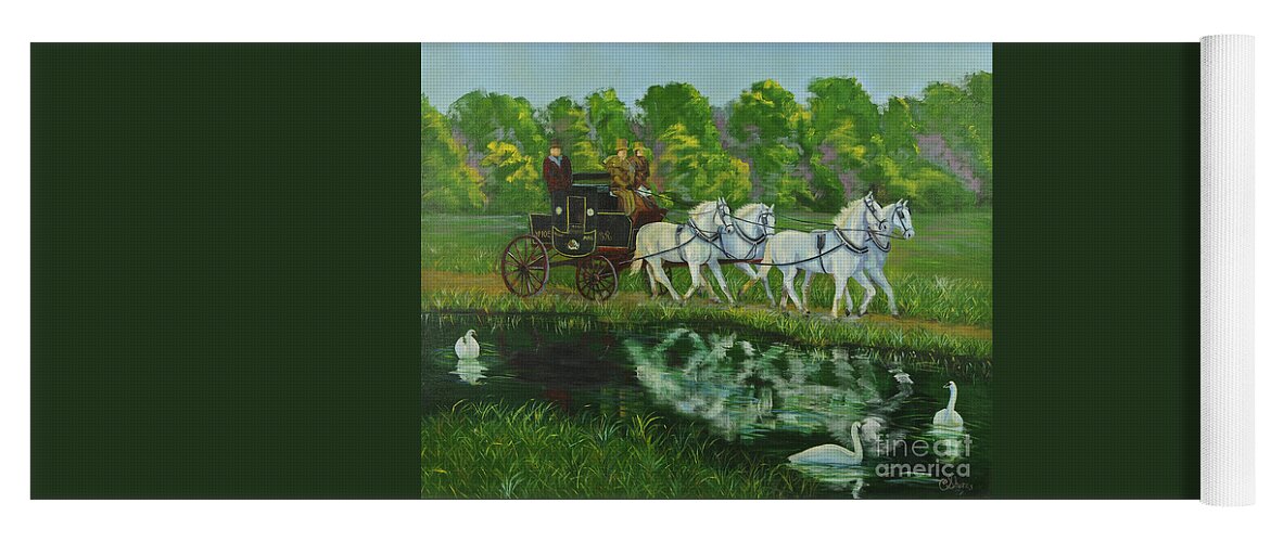 Mail Coach Yoga Mat featuring the painting Coach And Four In Hand by Charlotte Blanchard