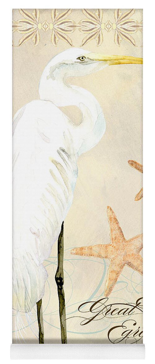 Watercolor Yoga Mat featuring the painting Coastal Waterways - Great White Egret by Audrey Jeanne Roberts