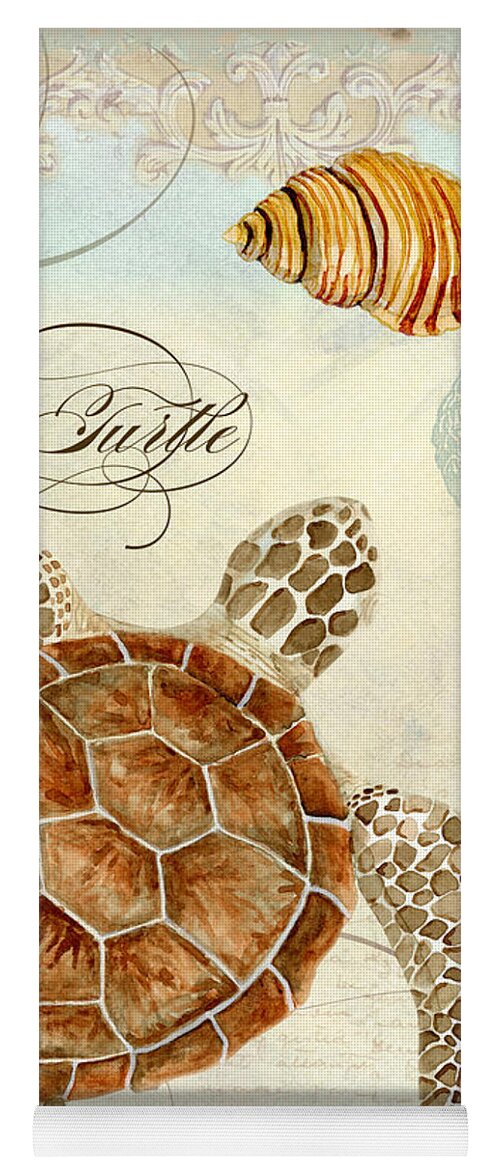 Watercolor Yoga Mat featuring the painting Coastal Waterways - Green Sea Turtle Rectangle 2 by Audrey Jeanne Roberts