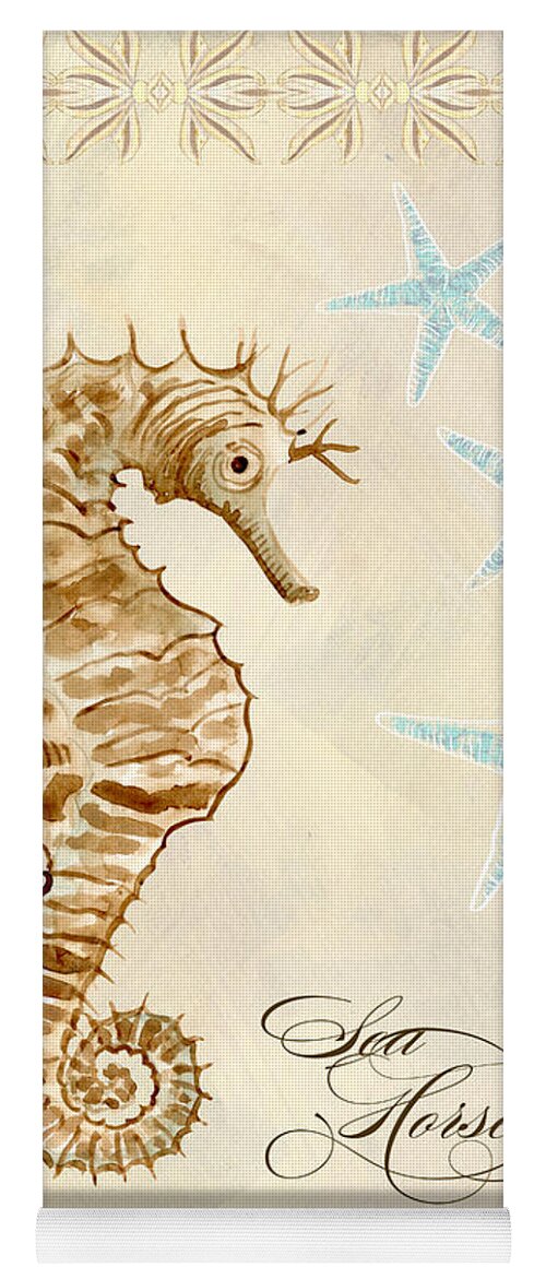 Watercolor Yoga Mat featuring the painting Coastal Waterways - Seahorse Dance by Audrey Jeanne Roberts