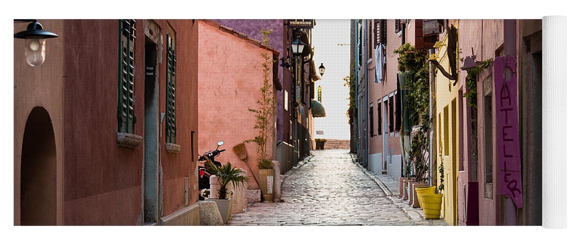 Rovigno Yoga Mat featuring the photograph Cobbled street - 1 by Claudio Maioli