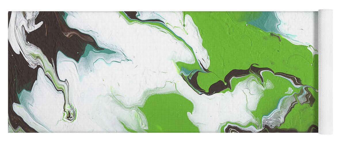 Green Yoga Mat featuring the mixed media Coffee Bean 1- Abstract Art by Linda Woods by Linda Woods