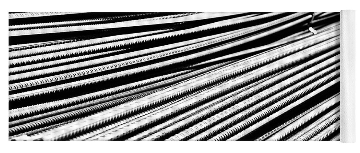 Black And White Yoga Mat featuring the photograph Coils Of Steel by Sascha Richartz