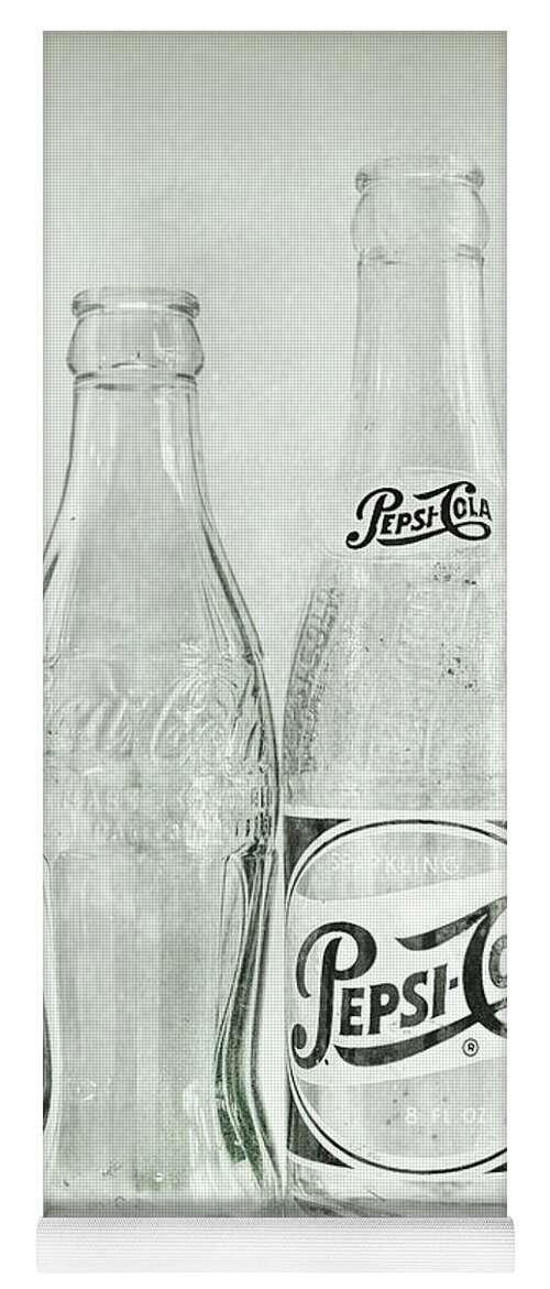 Terry D Photography Yoga Mat featuring the photograph Coke or Pepsi Black and White by Terry DeLuco