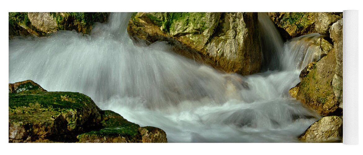 Creek Yoga Mat featuring the photograph Cold milky creek by Wolfgang Stocker
