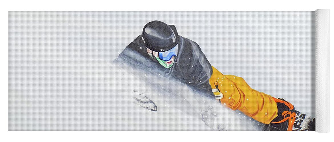 Snowboard Yoga Mat featuring the painting Cold Smoke by Kenneth M Kirsch