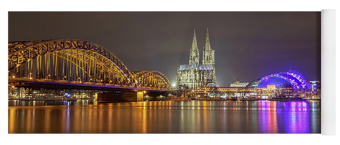 Photosbymch Yoga Mat featuring the photograph Cologne Cathedral over the Rhine by M C Hood